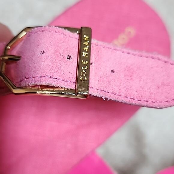 COLE HAAN CRYSTAL WEDGE SANDAL 7MM NEON FUSIA LEATHER ESPADRILLES LADIES 11 NWOB - Picture 8 of 16